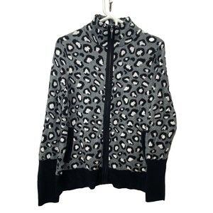 Racheal Zoe Sweater Full Zip Women’s Medium Pattern Grey Black